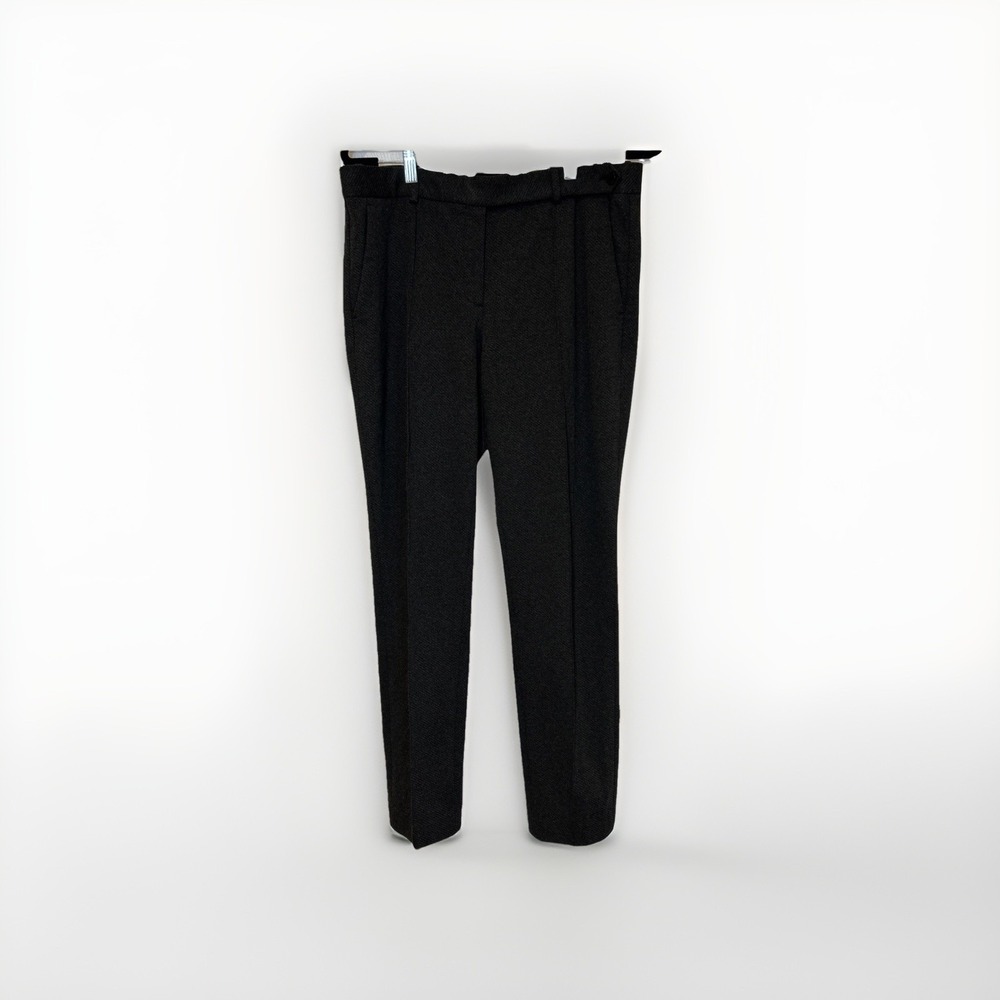 Theory Pintuck Pant Knit Twill 2 Women 12 Charcoal Gray Tapered‎ Stretch